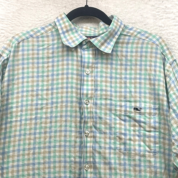 Vineyard Vines Shirt Mens XXL Check Slim Fit Tucker Button Down Preppy Golf - Picture 4 of 11